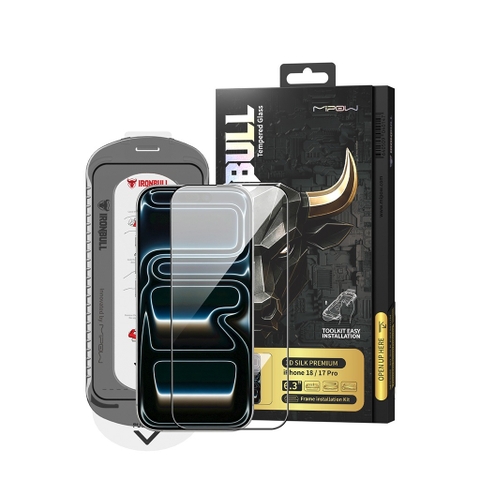 Kính Cường Lực MIPOW IRONBULL 3D Silk Premium Cho iPhone 18 Pro/ 18 Pro Max/ 17 Pro/ 17 Pro Max
