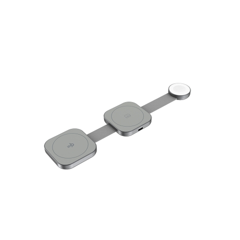 Đế Sạc Không Dây MAZER 3in1 Qi2 MagTrifold03 Sạc Đồng Thời 3 Thiết Bị Công Suất 15W Đạt Chuẩn Qi2 & MaggSafe Gấp Gọn