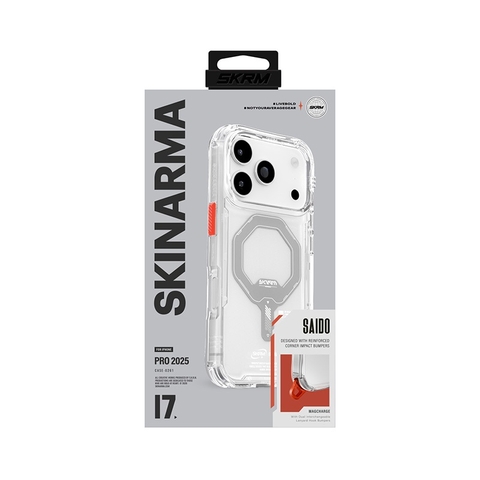 Ốp Lưng iPhone 17/17 Air/ 17 Pro/ 17 Pro Max SKINARMA SAIDO Mag-Charge Kèm Nút Bấm Thay Thế, Nút Góc Móc Dây Đeo