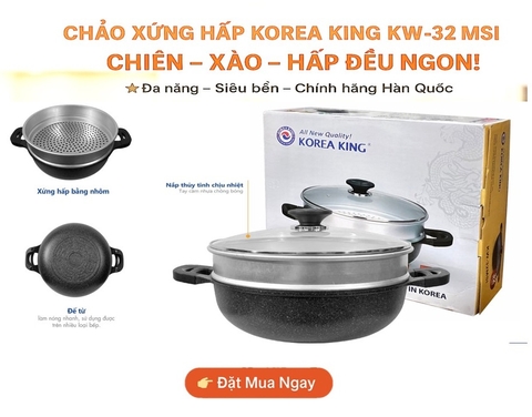 Chảo Xửng Hấp Korea King KW-32MSI – Đa Năng, Chống Dính Bền, Nhập Khẩu Hàn Quốc