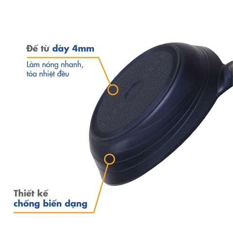 KFP-24CI Chảo không dính Korea King cạn, đường kính 24cm, đáy màu xanh - Hàng chính hãng