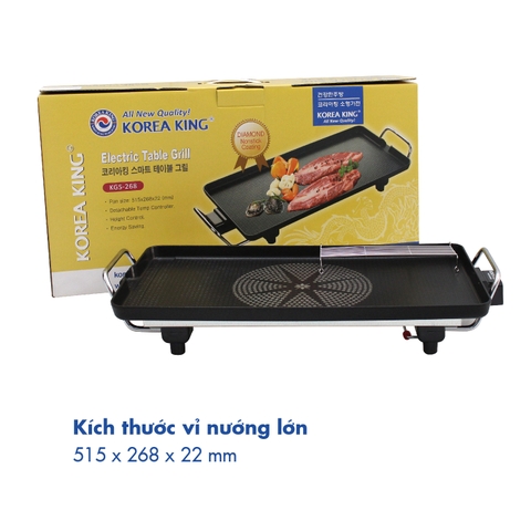KGS-268 Vỉ nướng điện Korea King ( Điện áp: 220V/50Hz, Công suất: 1300W)-Hàng chính hãng