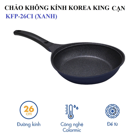KFP-26CI Chảo không dính Korea King cạn, đường kính 26cm, đáy màu hồng - Hàng chính hãng