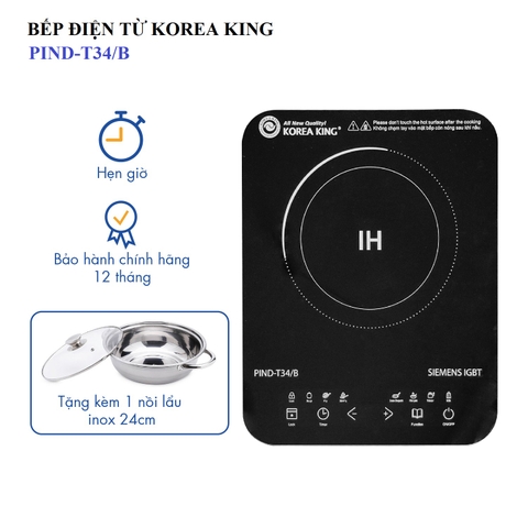 PIND-T34/B Bếp điện từ đơn Korea King (220 V/ 50 Hz, 1800 W) - Hàng chính hãng