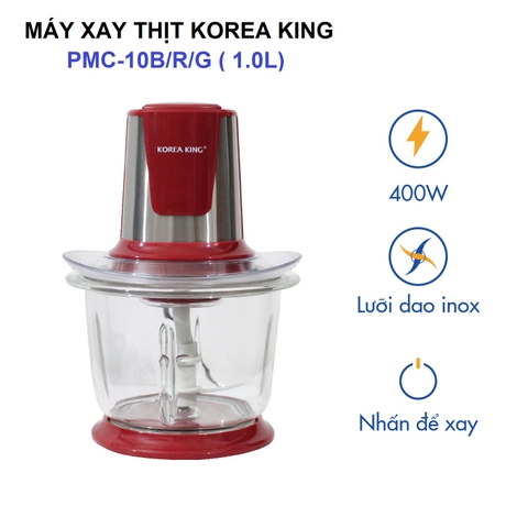PMC-10B/R/G Máy xay thịt Korea King (điện áp 220v/50Hz, công suất 400W, dung tích 1.0L, màu đỏ)-Hàng chính hãng