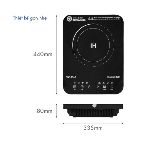 PIND-T34/B Bếp điện từ đơn Korea King (220 V/ 50 Hz, 1800 W) - Hàng chính hãng