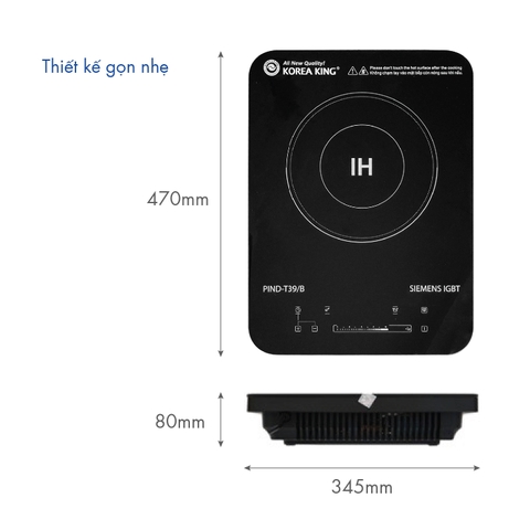 PIND-T39/B Bếp điện từ đơn Korea King ( 220 V/ 50 Hz, 2000 W ) - Hàng chính hãng