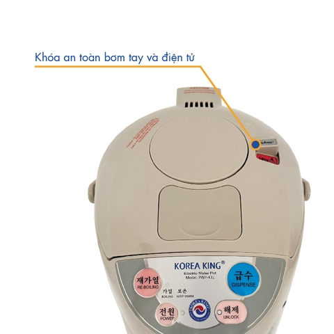 PWP-43L Bình thủy điện Korea King  (dung tích 4.3 L, 750W, 220V/50HZ) - Hàng chính hãng