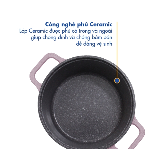 KP-3LI - Bộ nồi Levante đáy từ (Nồi, nắp bằng nhôm đúc, đường kính 20, 24, 28cm, màu hồng) - Hàng chính hãng
