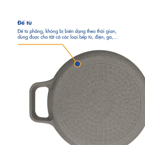 KP-24LI Nồi nấu Levante đáy từ Korea King (Nồi, nắp bằng nhôm đúc, đường kính 24cm, màu nâu) - Hàng chính hãng