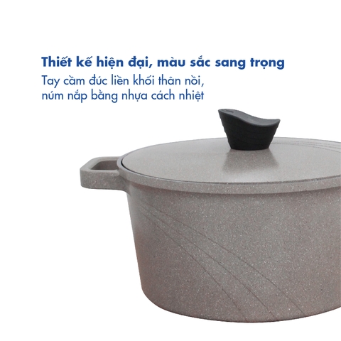 KP-3LI - Bộ nồi Levante đáy từ (Nồi, nắp bằng nhôm đúc, đường kính 20, 24, 28cm, màu nâu) - Hàng chính hãng