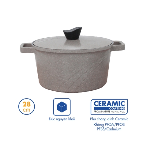 KP-28LI Nồi nấu Levante đáy từ Korea King (Nồi, nắp bằng nhôm đúc, đường kính 20cm, màu xanh) - Hàng chính hãng