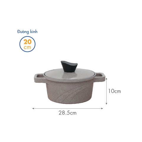 KP-24LI Nồi nấu Levante đáy từ Korea King (Nồi, nắp bằng nhôm đúc, đường kính 24cm, màu nâu) - Hàng chính hãng