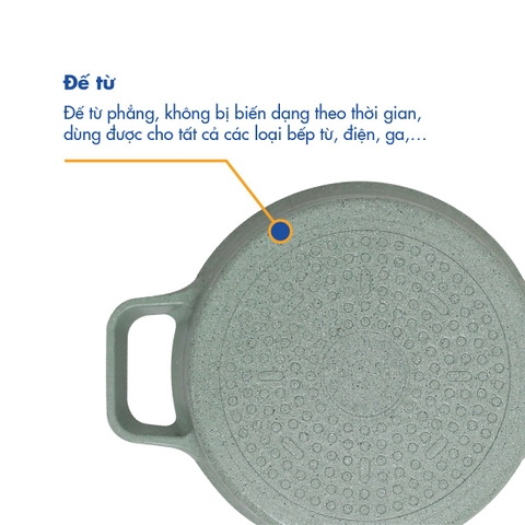 KP-28LI Nồi nấu Levante đáy từ Korea King (Nồi, nắp bằng nhôm đúc, đường kính 20cm, màu xanh) - Hàng chính hãng