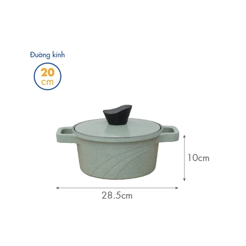 KP-3LI - Bộ nồi Levante đáy từ (Nồi, nắp bằng nhôm đúc, đường kính 20, 24, 28cm, màu xanh) - Hàng chính hãng