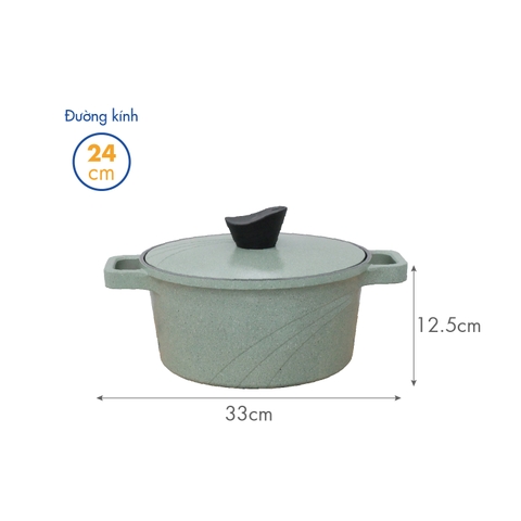 KP-3LI - Bộ nồi Levante đáy từ (Nồi, nắp bằng nhôm đúc, đường kính 20, 24, 28cm, màu xanh) - Hàng chính hãng