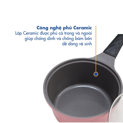 KS-GL4TCI_H Bộ nồi Korea King (Bộ gồm 3 nồi đường kính 20, 22, 24 cm và 1 quánh 18cm, nồi bằng nhôm đúc nguyên khối phủ lớp chống dính Ceramic, nắp bằng kính, đáy màu hồng)-Hàng chính hãng