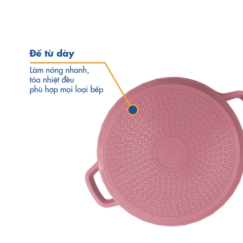 KS-GL4TCI_H Bộ nồi Korea King (Bộ gồm 3 nồi đường kính 20, 22, 24 cm và 1 quánh 18cm, nồi bằng nhôm đúc nguyên khối phủ lớp chống dính Ceramic, nắp bằng kính, đáy màu hồng)-Hàng chính hãng