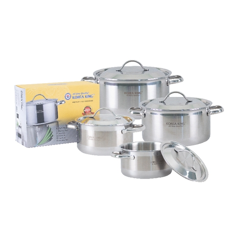 KP-18S5PLY Nồi inox 5 lớp đáy liền Korea King (Nồi, nắp đều bằng inox, đường kính 18cm, dung tích 2L)-Hàng chính hãng