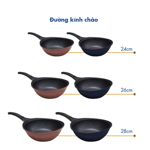 KW-24CI Chảo không dính Korea King sâu, đường kính 24cm, đáy màu hồng - Hàng chính hãng