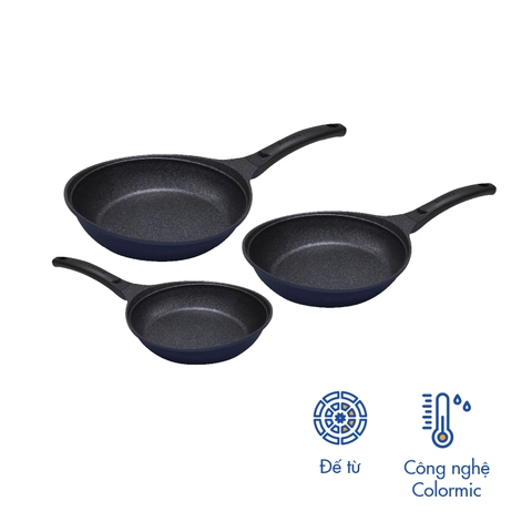 KFP-20,26,30CI Combo chảo cạn Colormic Korea King đường kính 20, 26, 30cm  -Màu hồng