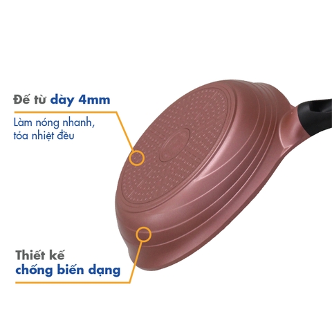 KFP-20,26,30CI Combo chảo cạn Colormic Korea King đường kính 20, 26, 30cm  -Màu hồng