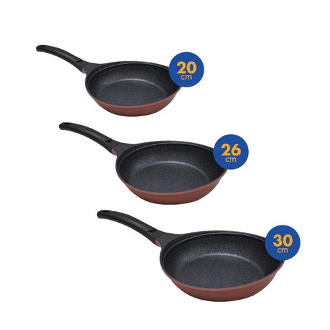 KFP-20,26,30CI Combo chảo cạn Colormic Korea King đường kính 20, 26, 30cm  -Màu hồng