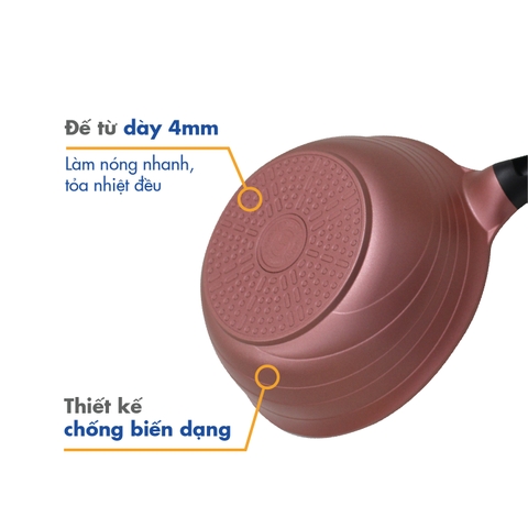 KW-30CI Chảo không dính Korea King sâu đường kính 30cm, đáy màu xanh, hồng - Hàng chính hãng