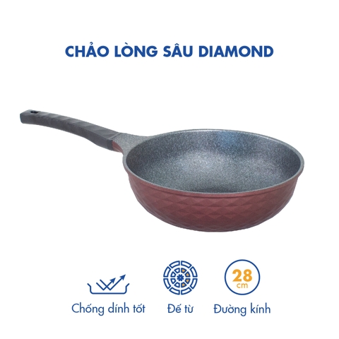 KW-28DI Chảo sâu Diamond KOREA KING size 28 ( đáy màu xanh đen, vàng hồng)-Hàng chính hãng