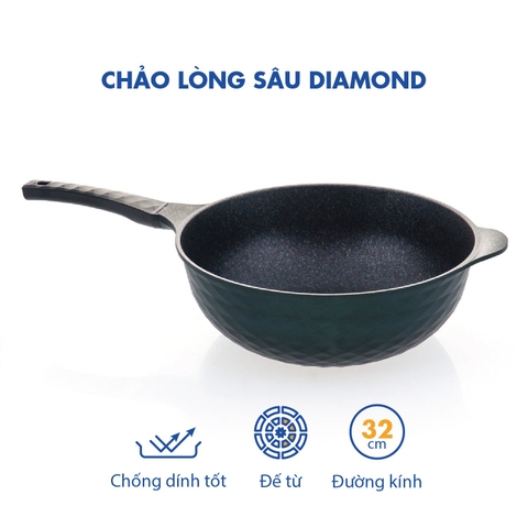 KW-32DI Chảo sâu không dính Diamond Premium Korea King (đường kính 32cm)-Hàng chính hãng