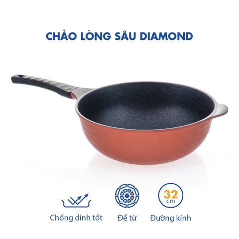 KW-32DI Chảo sâu không dính Diamond Premium Korea King (đường kính 32cm)-Hàng chính hãng