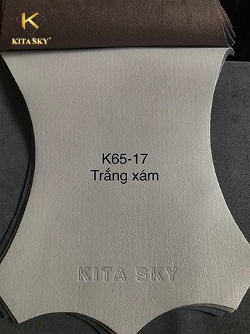 KITA-K65-17:-MÀU XÁM ĐỤC VẢI GIẢ DA VÂN TRƠN