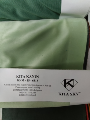 KITA-KNM-15-6315: VẢI NHUNG M-XANH PASTEL NHẠT