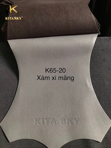 KITA-K65-20:-MÀU XÁM LÃO VẢI GIẢ DA VÂN TRƠN