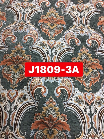 KITA-J1809.3A-VẢI BỐ HOA VĂN TÂN CỔ ĐIỂN NỀN XANH LÁ