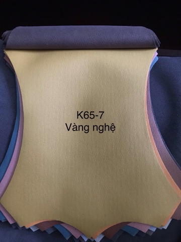 KITA-K65-7:-MÀU MẬT ONG NGHỆ VẢI GIẢ DA VÂN TRƠN