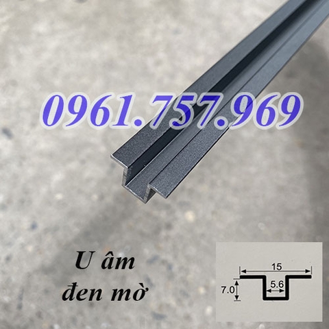 Nẹp nhôm chữ U âm màu đen