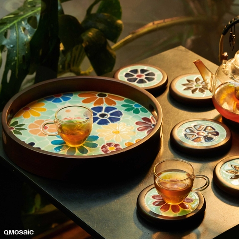 Khay Gốm Mosaic Bát Tràng - Họa Tiết Ngàn Hoa