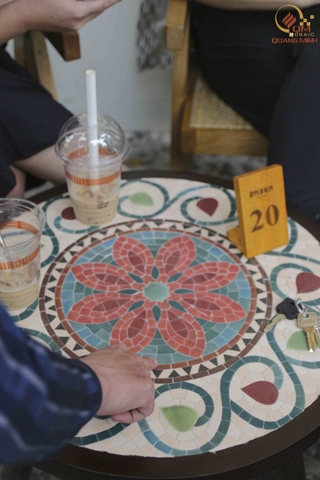 Bàn trà, cafe bằng Gốm Mosaic - Họa tiết Olive