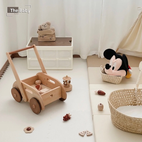 Xe đẩy gỗ và đồ chơi tư duy cao cấp / Wooden trolley