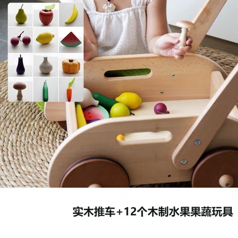 Xe đẩy gỗ và đồ chơi tư duy cao cấp / Wooden trolley