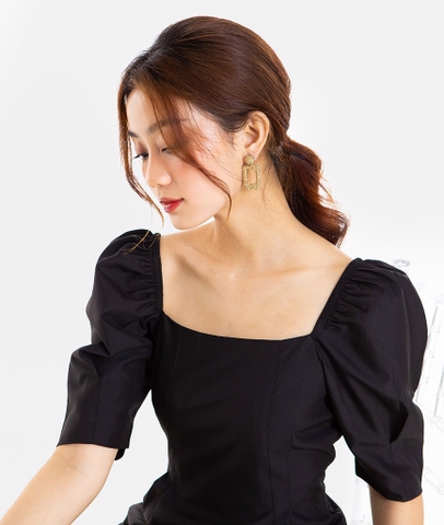 Đầm cotton tay phồng