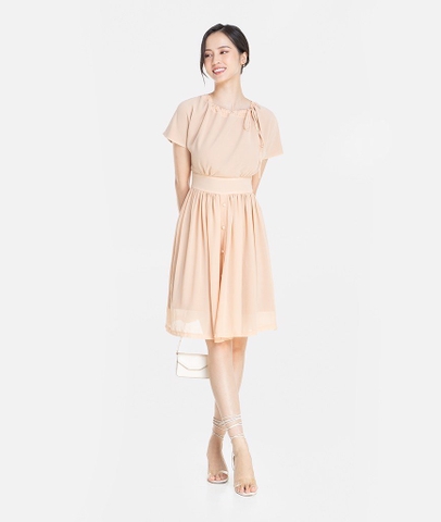 Đầm chiffon xếp nhún