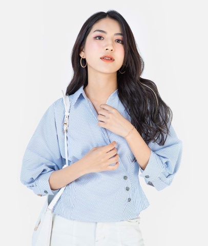 Sơ mi vạt đắp tay liền