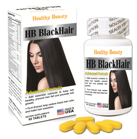 Thực phẩm chức năng Viên uống HB Black Hair Healthy Beauty - Giúp tóc đen mượt ( Hộp to)