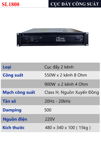CỤC ĐẨY 2 KÊNH LX ACOUSTIC SL1800