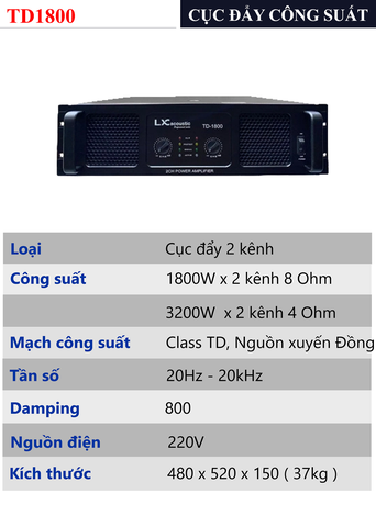 CỤC ĐẨY 2 KÊNH LX ACOUSTIC TD1800
