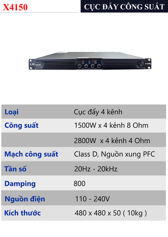 CỤC ĐẨY 4 KÊNH LX ACOUSTIC X4150