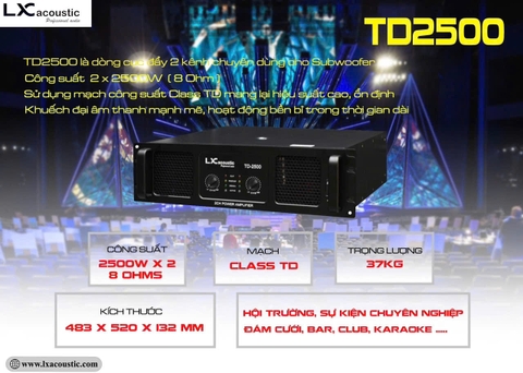 CỤC ĐẨY 2 KÊNH LX ACOUSTIC TD2500