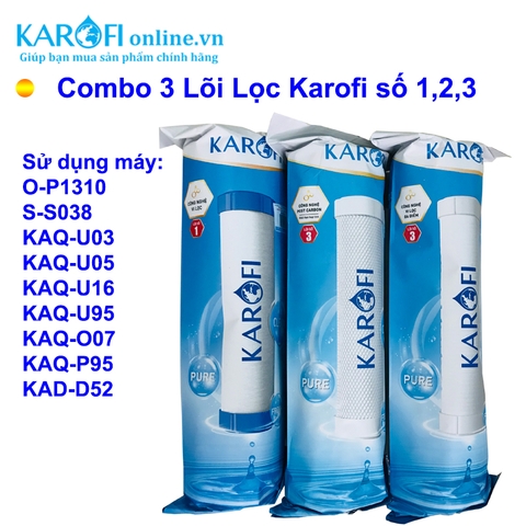 COMBO 3 LÕI LỌC KAROFI SỐ 1,2,3
